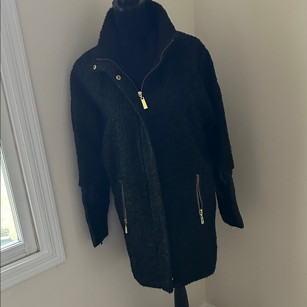 Vince Camuto Black Teddy Jacket with Gold Accents